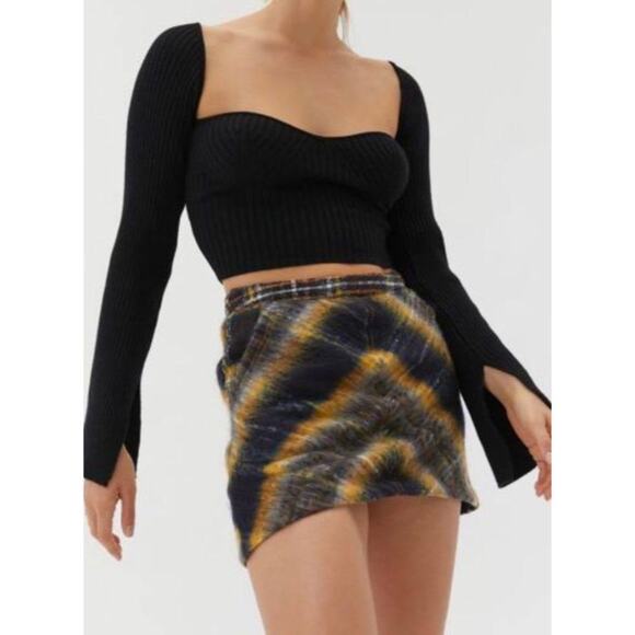 NWT UO Urban Outfitters Journey Wool Pelmet Mini Skirt In Black Multi Size S - Picture 3 of 12